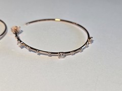 Sterling Silver Rose Gold Vermeil Large Hoop Earrings Marked JCL 925 CZ