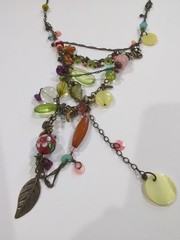Vintage VCLM signed necklace with Antique Brass Chain