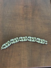 Vintage LISNER Gold-Tone Leaf Bracelet w/ Amber & Aurora Borealis Rhinestones