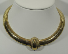 AVON 1886-1986 Gold Tone Omega Rhinestone Choker Necklace 100th Anniversary VTG
