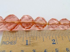 Older VTG PEACH PINK Crystal Glass NECKLACE ~ Graduated Size Faceted Beads 28″