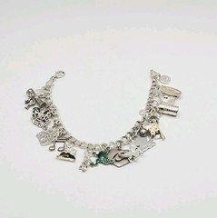 Ross Simons Jezlaine SU Sterling Silver Young Girls Stacked Charm Bracelet 8″