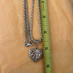 ❤️VTG FAS 925 THICK ROPE CHAIN WITH 925 HEART PENDANT 11-1/2” HANG CHAIN 20g