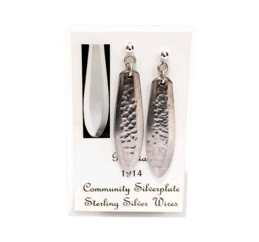 Vintage Patrician 1914 Community Silverplate Earrings Spoon Art SEE DESCRIPTION