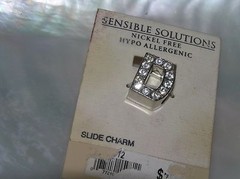 Estate Sensible Solutions Nickel Free Rhinestone Encrusted Thick Silvertone Init