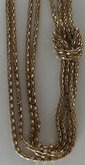 Vintage Gold Tone Rope Chain Knotted Lariat Necklace 13″ ++
