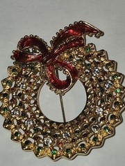 6 Christmas Brooch Rhinestone Enamel Pins Costume Jewelry, 1.5-2.5 Inches