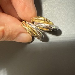 14K Yellow & White Gold Double Twisted Hoop Pierced Earrings Carla Scrap 2 g