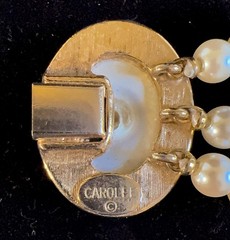 Carol Lee Faux Pearl Triple Strand Bracelet Oval Cabochon Pearl Clasp 7” EUC