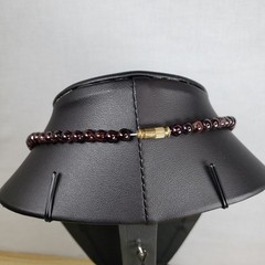 Vintage Genuine Almandine Garnet Small Bead Strand Choker Necklace Barrel Clasp