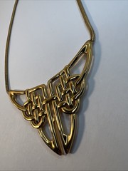 VTG Monet NWT 15” Celtic Knot Bib Statement Necklace Gold Tone MCM NOS