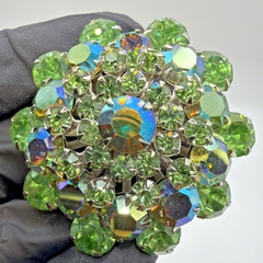 Vintage Weiss Glass Rhinestones Brooch & Earrings Set Silver Toned Clips