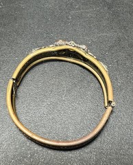 Vintage 1930’s Possibly Czech Green Glass Hinged Bracelet See Pictures For