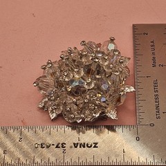Vintage Signed Vendome Aurora Borealis AB Crystal Rhinestone Flower Brooch Pin