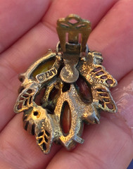 ARTHUR PEPPER MULTICOLOR CABACHON RHINESTONE STATEMENT BROOCH EARRINGS SET