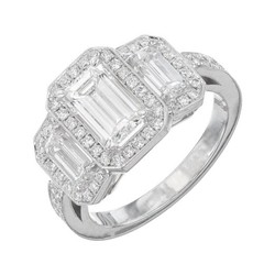 Triple Halo Emerald Cut Diamond Suchy .99ct Platinum Engagement Ring