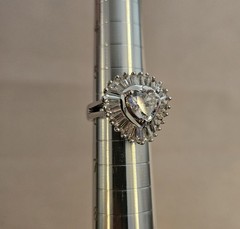 Heart Shaped Silverstone CZ Ballerina Ring Size 6 Thailand