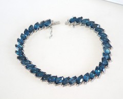 Sterling Silver 925 Natural Heated London Blue Topaz Tennis Bracelet 7.5″