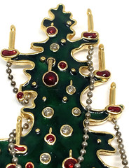 Vintage Signed MMA Metropolitan Museum Of Art Enamel Christmas Tree Brooch Pin