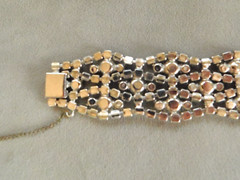 VINTAGE ART DECO LIGHT GRAY and CLEAR RHINESTONE CUFF BRACELET 7 1/4″ long