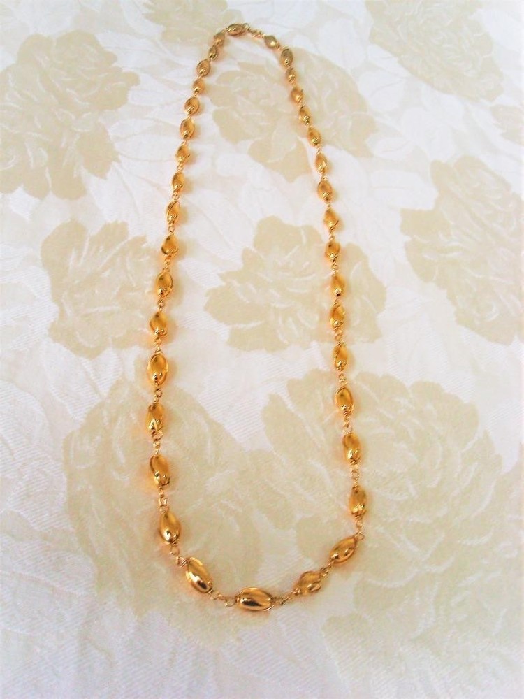 Vintage Trifari Necklace With Wrapped Gold Tone Beads 32 In. KJ