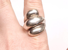 Vintage Modernist Sterling Silver 925 Twisted Dome Puffy Signed Ring sz 8.25