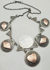 800 Silver Arabic Marked Egyptian Storyteller Filigree Panel Link Necklace