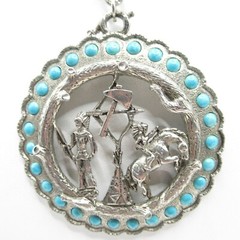 Native American Southwestern Style Large Pendant Necklace Reservation Vintage
