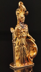 18K Gold ATHENA GODDESS Charm Pendant Ancient Greek Mythology Aegis Owl