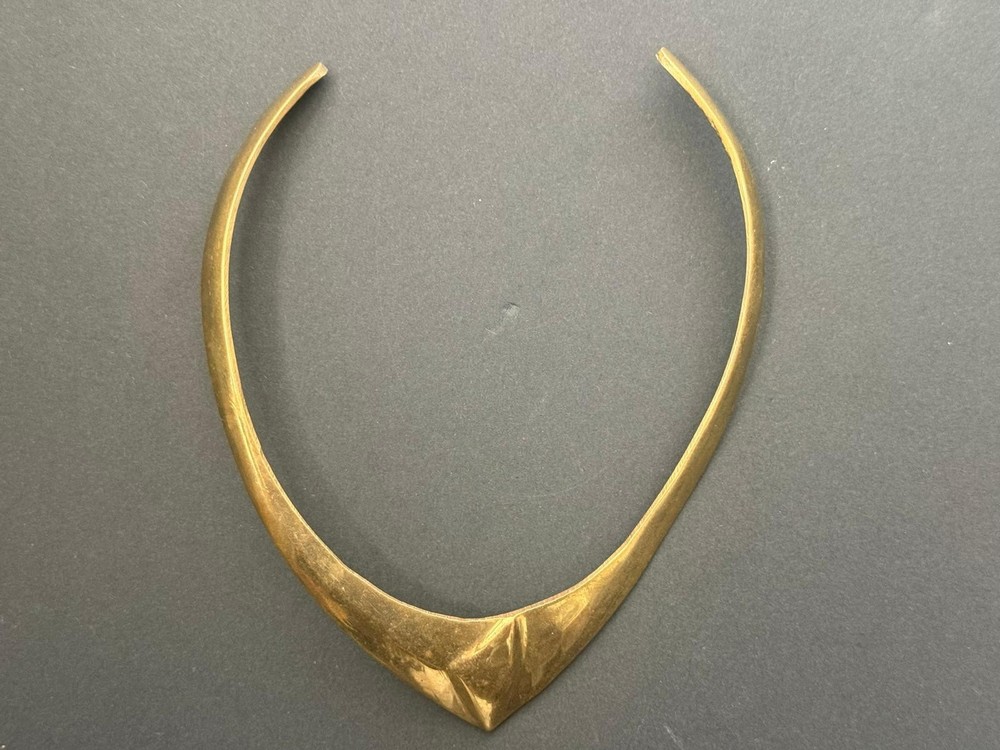 Vintage Brass Collar Necklace Small 6″ 1970s 1980s VTG Statement Piece Choker