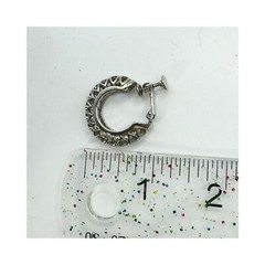 Vintage silver tone chunky hoop earrings with open cut outs hinged clip on