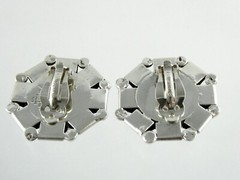Vintage Pat Areias Sterling Silver Octagon Clip on Earrings 33.3g 1.25 Inches