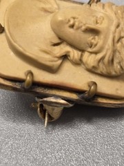 Rare Antique Lava Stone Cameo Left Facing Goddess 7/8″ Brooch Pin 4.4g Italia