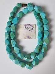 Vintage USSR Turquoise Graduated Necklace Armkvartssamotsvety Soviet Armenia 46g