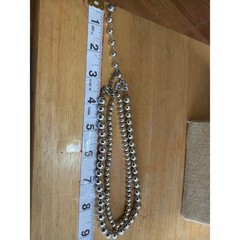 Vintage Silver Tone Double Strand Graduated Beaded Necklace Layered