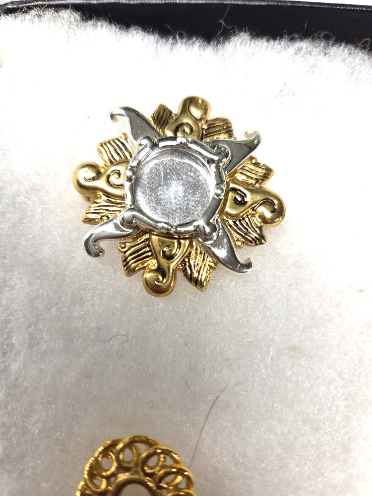 Vtg Danecraft nos silver gold tone mirror Sun Pin