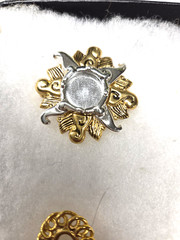 Vtg Danecraft nos silver gold tone mirror Sun Pin