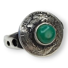 Vintage Artisan Sterling Silver 925 Mercury Head Dime Chrysocolla Ring SZ 11