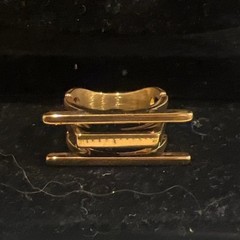 Vtg Gold Tone Multi Band Statement Cage Ring Architectural Modernist Size 6.5