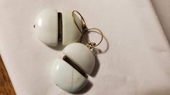 Antique Chinese import white Jade earrings one hair line as pictured
