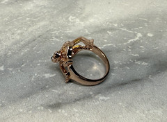 Vintage 18K HGE Rhinestone Frog Ring Size 7.5