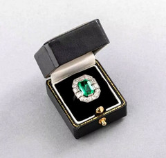 3.00Ct Art Deco Style Lab-Created Emerald Halo Gift Ring 925 Silver Engagement