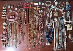 3lbs Misc Jewelry 1950-70s – 68 pieces – Necklaces, Rings, Pendants – Beautiful