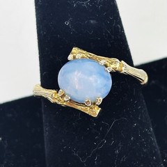 14kt Gold-Filled Vintage Opal Asian Style Bamboo Wrap Ring
