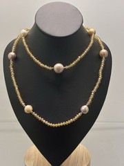 Vintage Pearl ,Crystal Aurora Borealis Pearl Bead Necklace