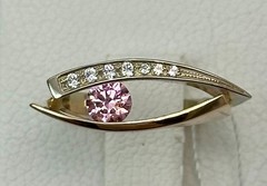 Vintage 14K 585 Rose & White Gold Ring Pink & White CZ Ukraine 6.5 US 5,56 g