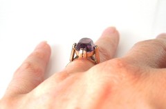 Vintage Art Deco 4.00 ct Amethyst 14 kt Rose Gold Ring * Gift Box