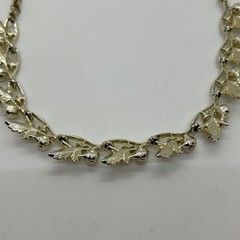 Vintage Judy Lee Gold Tone Necklace Leaf Design Faux Pearls Rhinestones Elegant