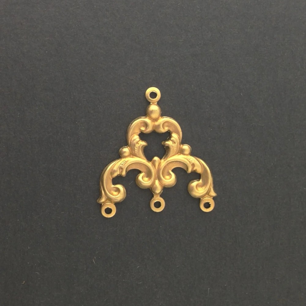 4 Loop Raw Brass Scrolled Chandelier Pendant Findings mtl084