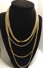 Vintage Gold Tone Multi Chain Necklace, No Brand, 3 chain, 1st 16″ L, 2nd 18″ L,